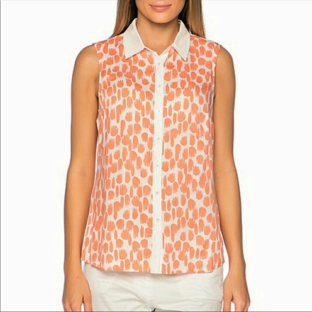 Finn Flare Sleeveless Peach Print Collar Blouse 🍑